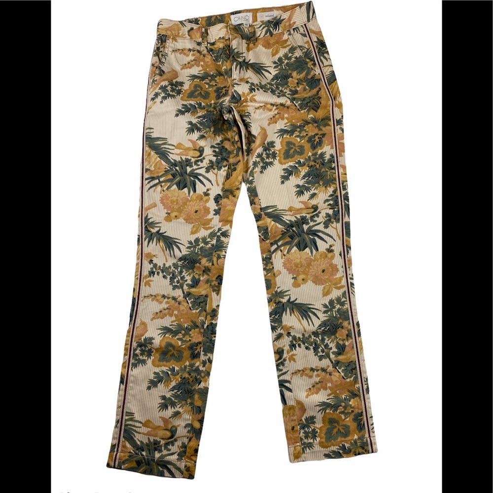 Anthropologie botanical bird printed chino pants 26